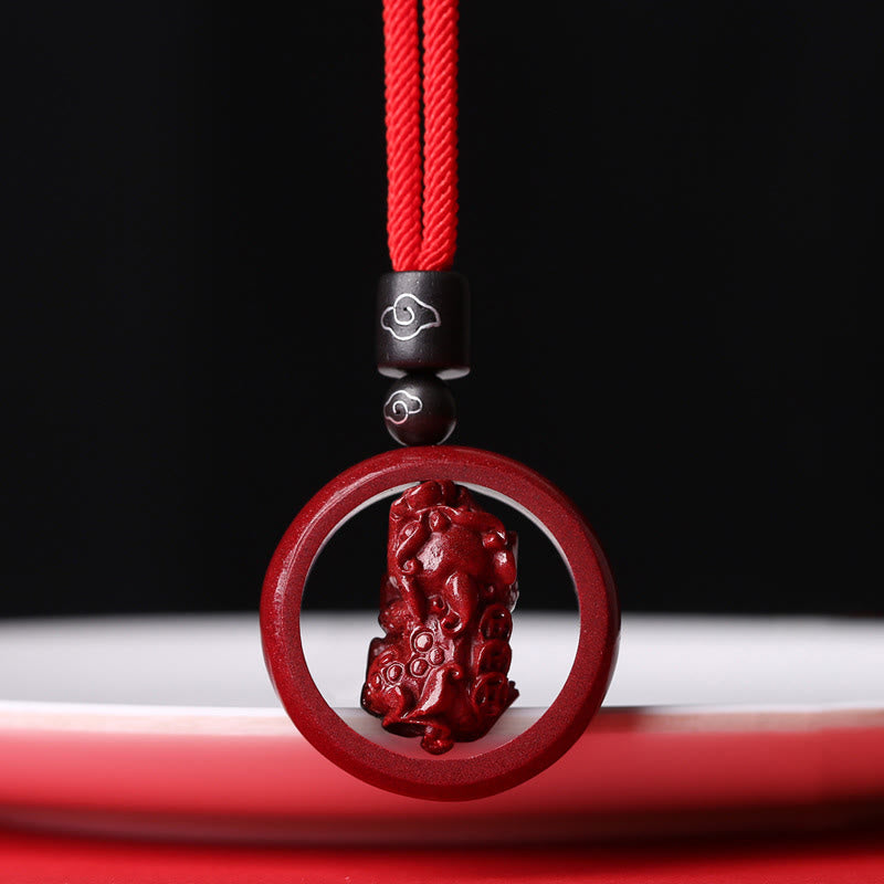 Buddha Stones辰砂オーム・マニ・パドメ・フム貔貅 祝福 幸運 ビーズ ネックレス ペンダント - 貔貅 - 赤いロープ - image 25