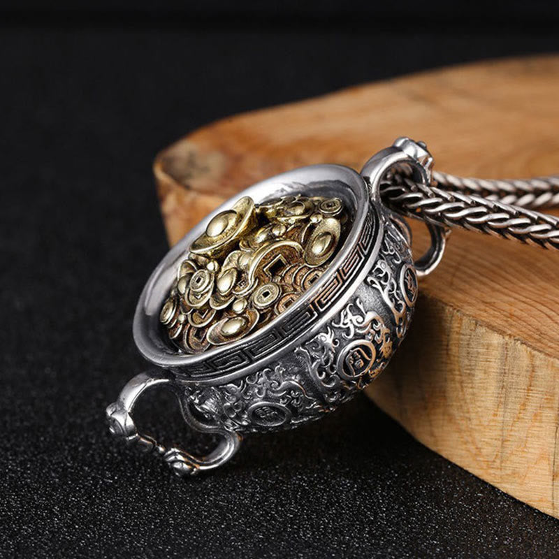 Buddha Stonesの宝鉢、銅貨のインゴット、富のネックレスペンダント