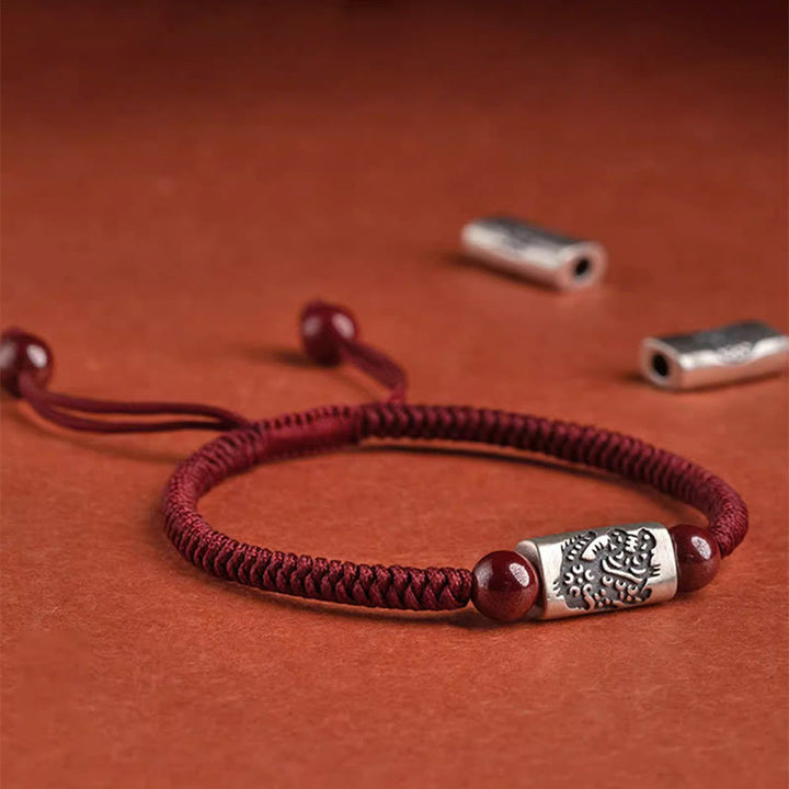 Buddha Stones925スターリングシルバー 12星座 辰砂 ストリングブレスレット