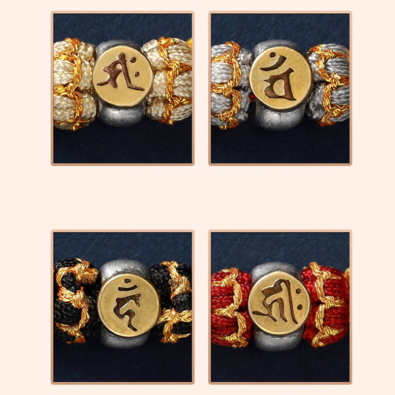 Buddha Stones十二支誕生仏シルバー 幸運 編み紐 ブレスレット