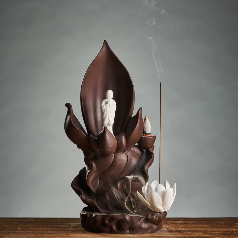 Buddha Stones蓮仏 観音菩薩 悟り 紫粘土 香炉 装飾