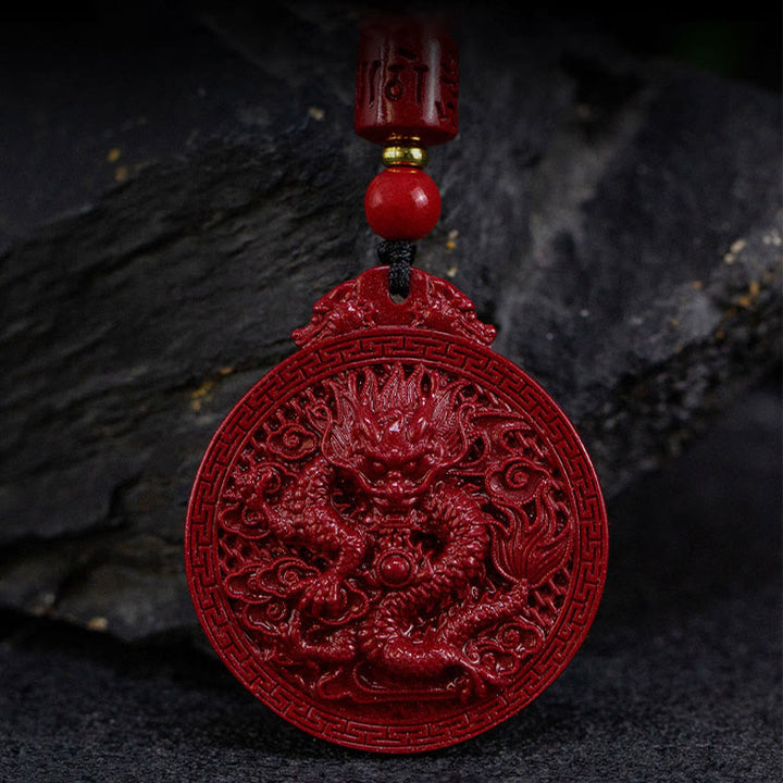 Buddha Stones龍年 天然辰砂 龍守護ネックレスペンダント
