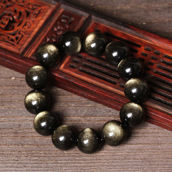 Buddha Stonesチベット黒曜石浄化ブレスレット