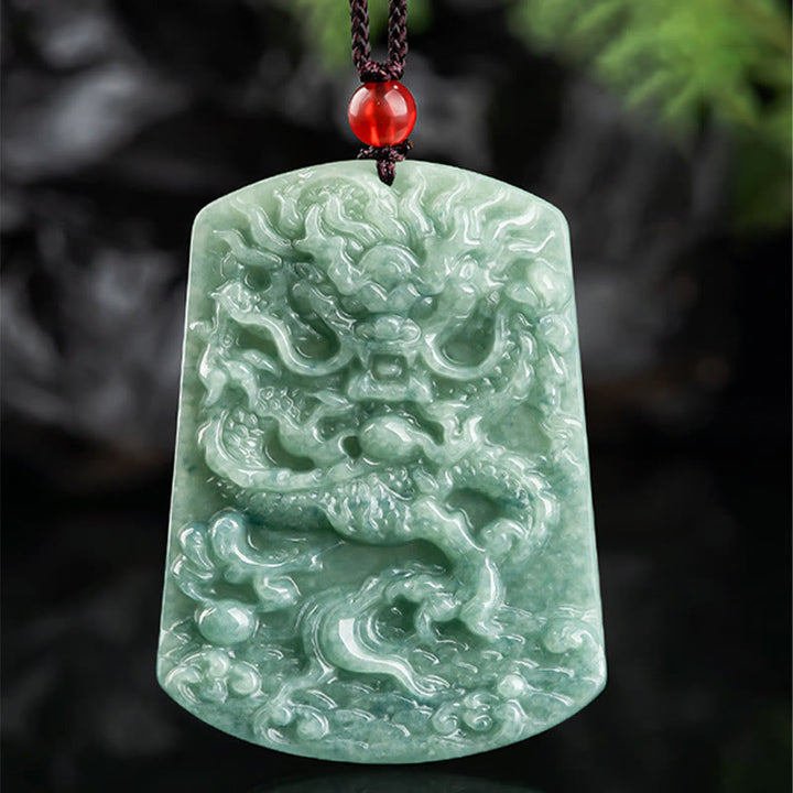 Buddha Stones天然翡翠 中国十二支 龍 海 幸運 紐 ネックレス ペンダント - image 5