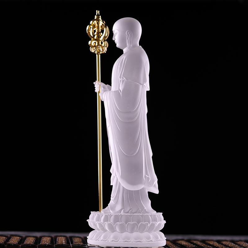 Buddha Stonesハンドメイド 地蔵菩薩像 琉璃クリスタルアートピース 静寂の像 室内装飾 - image 5