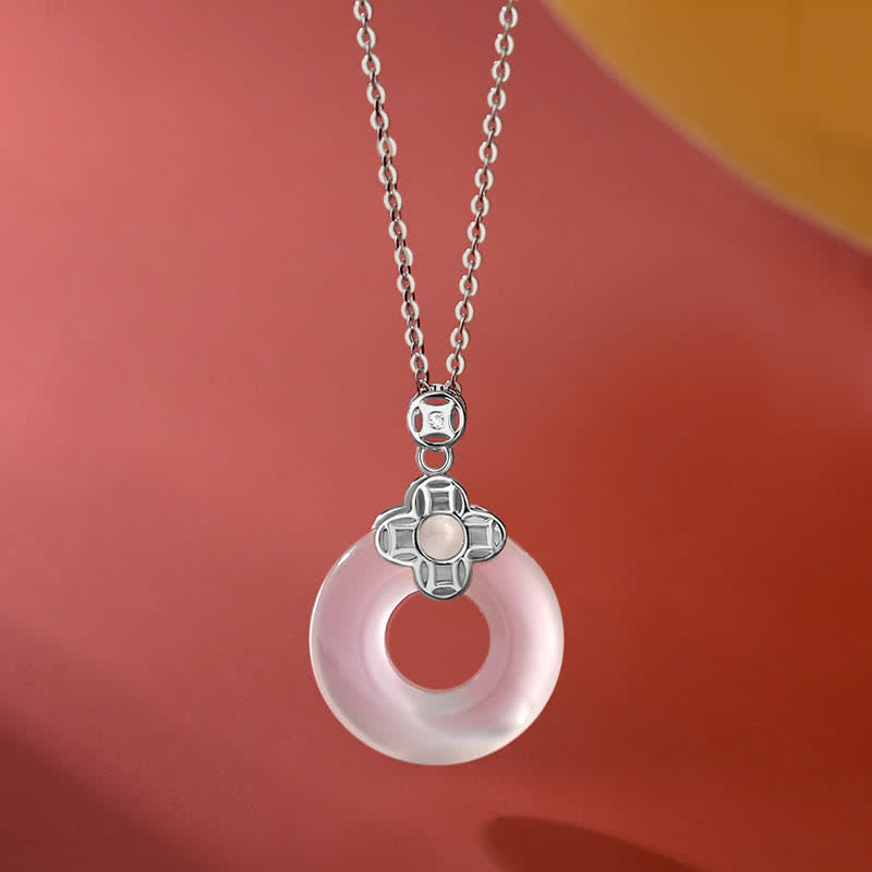 Buddha Stones925スターリングシルバー カルセドニー コインピースバックル ポジティブネックレスペンダント