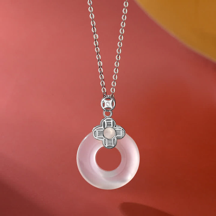 Buddha Stones925スターリングシルバー カルセドニー コインピースバックル ポジティブネックレスペンダント