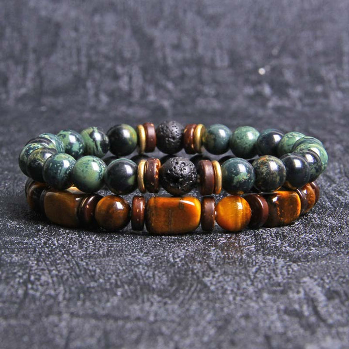 Buddha Stones2個入り ヒーリングクリスタル エンペラーストーン タイガーアイ ビーズブレスレット