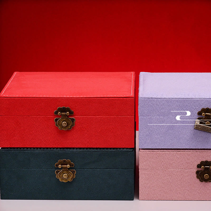 Buddha Stonesシンプルデザイン ジュエリーボックスオーガナイザー 2層ジュエリー収納ボックス フランネルボックス ロック付き - image 25