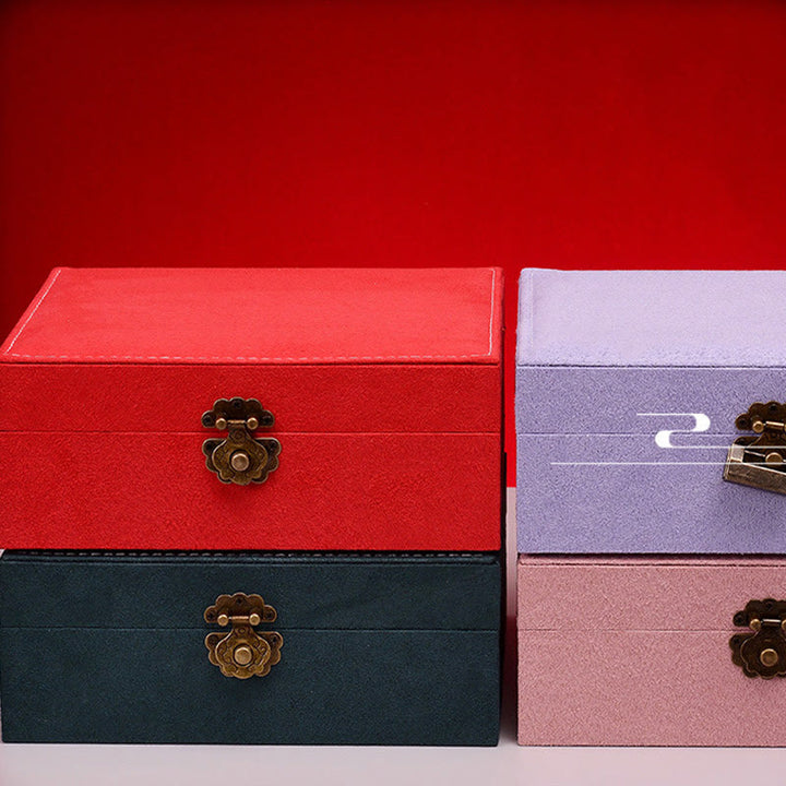 Buddha Stonesシンプルデザイン ジュエリーボックスオーガナイザー 2層ジュエリー収納ボックス フランネルボックス ロック付き - image 25