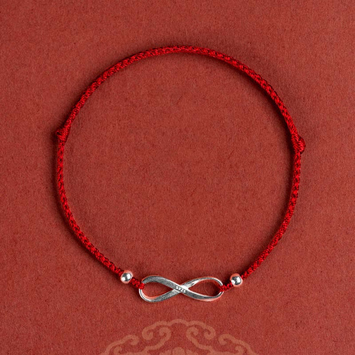 Buddha Stones925スターリングシルバー エンドレスノット 幸運の守り レッドストリングブレスレット アンクレット
