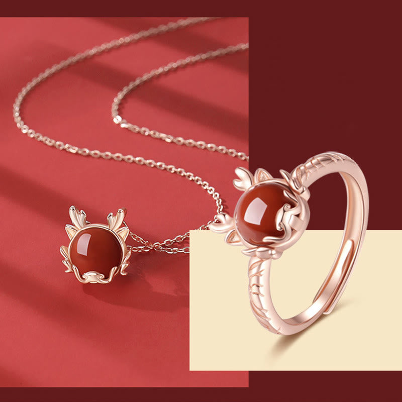 ❗❗❗フラッシュセール -Buddha Stones925 スターリングシルバー 龍年 辰砂 赤瑪瑙 龍守護ブレスレット ネックレス ペンダント イヤリング リング
