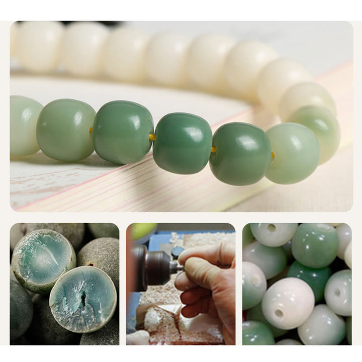 Buddha Stonesナチュラルグラデーション 菩提樹 幸運 マネーバッグ 蓮 知恵 タッセル リストMala