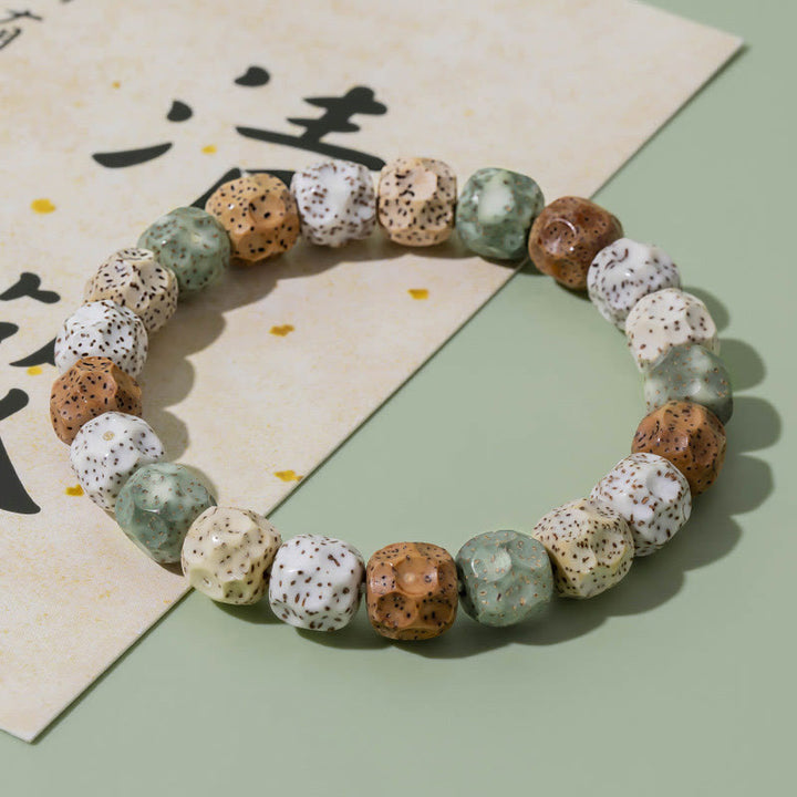Buddha Stones天然 カラフル 菩提樹 縁起 富のブレスレット