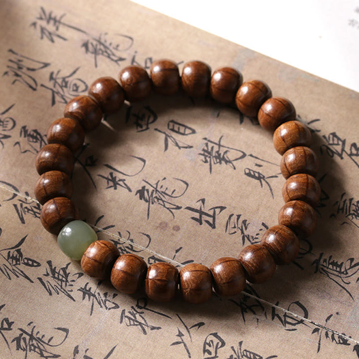 Buddha Stones天然アベリアビフローラウッド 和田翡翠 竹ビーズ 邪気払いブレスレット