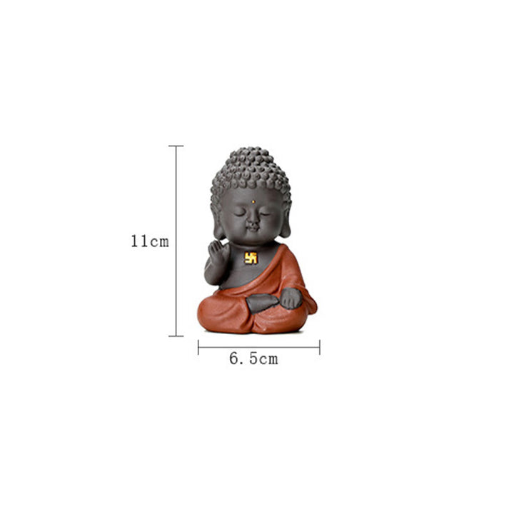 Buddha Stones小さな仏像 セレニティ 紫粘土 ホームデスクデコレーション
