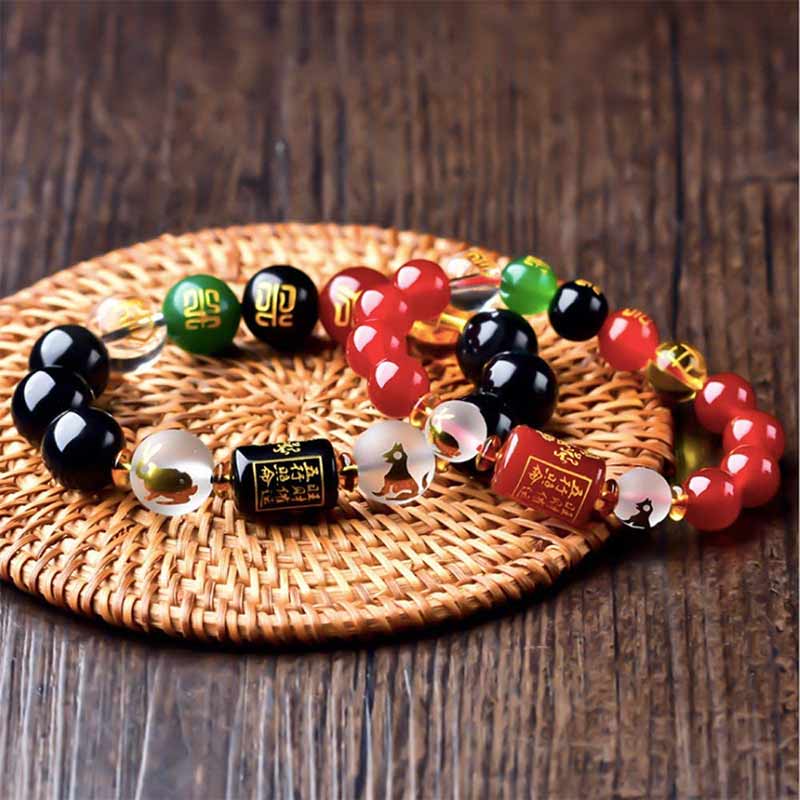 Buddha Stones 黒曜石 十二支 財運 金運 開運 守護 メンズ レディース ブレスレット