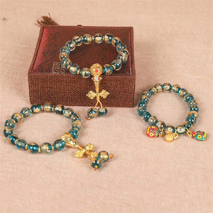 Buddha Stonesチベット金呑み込み獣族ドルジェ金剛力ビーズブレスレット