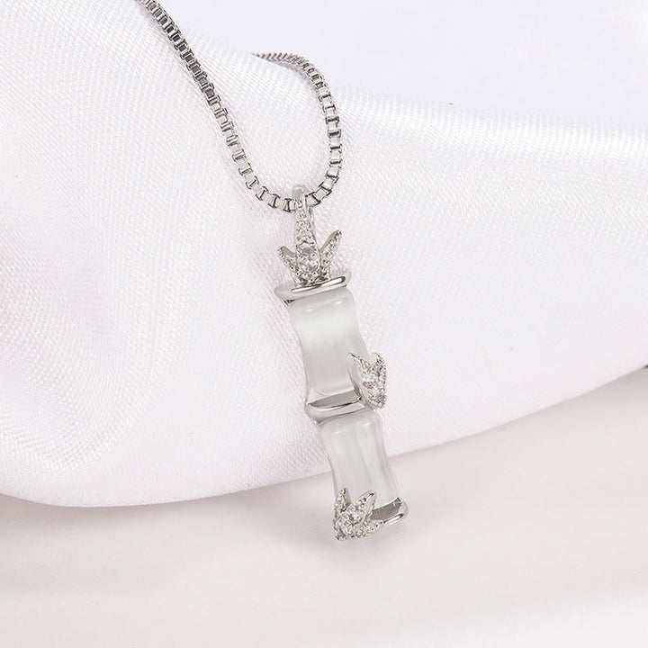 Buddha Stonesカルセドニー竹模様ハーモニーネックレスペンダント