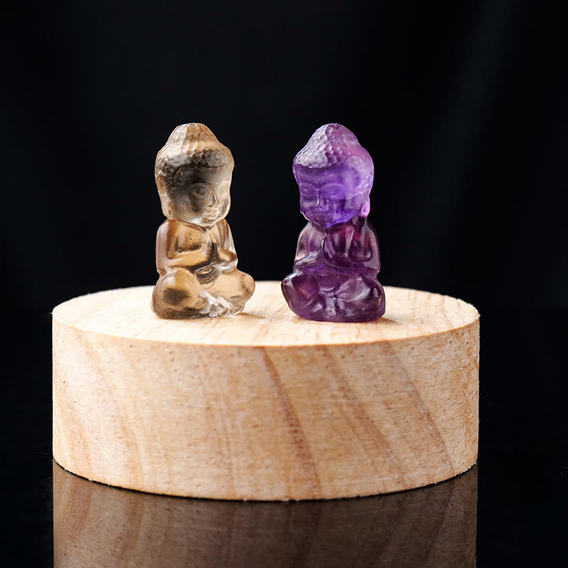 Buddha Stones各種クリスタルアメジストピンククリスタルホワイトクリスタルシトリン仏像彫刻スピリチュアルヒーリングネックレスペンダント装飾