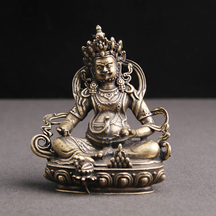 Buddha Stones黄色 ジャンバラ菩薩像 静寂の銅像 装飾