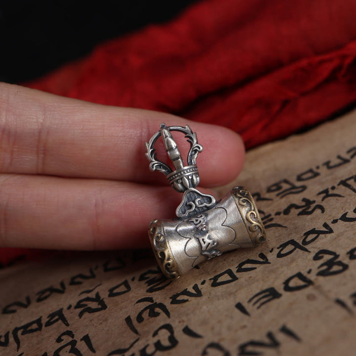 Buddha Stonesチベット 925 スターリングシルバーオーム・マニ・パドメ・フムジェベル ヴァジュラ 彫刻 悟りのペンダント 吊り下げ装飾 - image 11