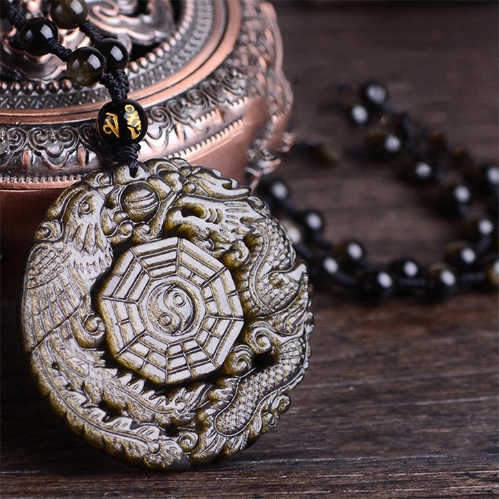 Buddha Stonesゴールデンオブシディアン ヒーリングエネルギーネックレスペンダント