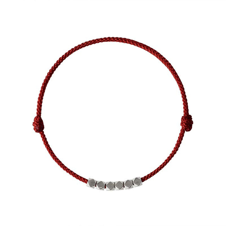 Buddha Stones925 スターリングシルバー レッドストリング ブレイドブレスレット アンクレット