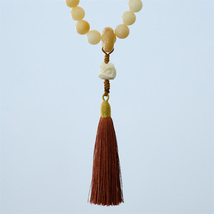 Buddha Stones天然菩提樹 象牙 フルーツ ダンシングライオン チャーム ハーモニータッセル リストMala
