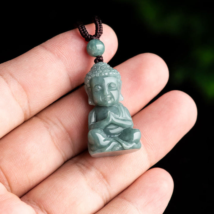 Buddha Stones天然翡翠 瞑想 仏陀のお守り 静寂のネックレスペンダント - image 5