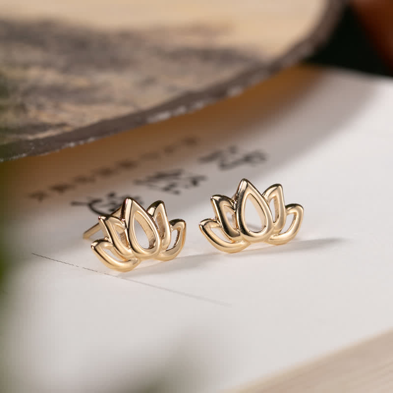 Buddha Stones925スターリングシルバー 蓮の花の祝福イヤリング - image 2