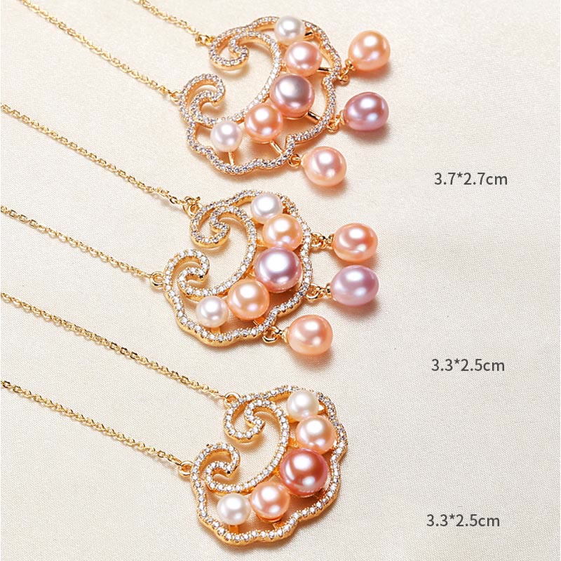 Buddha Stones18Kゴールドメッキ 天然真珠 中国ロックチャーム 誠実ネックレスペンダント