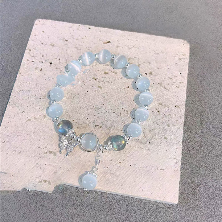 Buddha Stones ムーンストーン バタフライ＆スター チャーム ブレスレット レディース