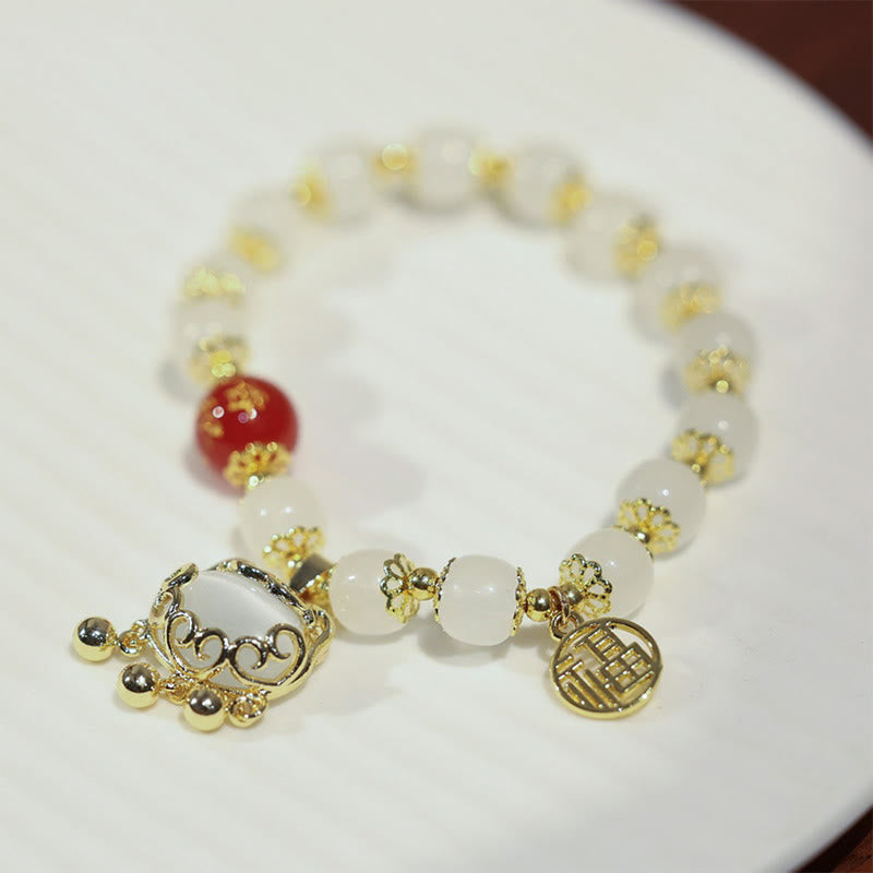 Buddha Stones風車中国ロックチャームフーキャラクター祝福ブレスレット