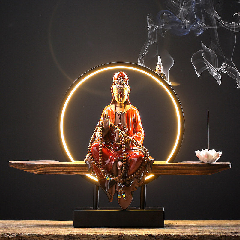 Buddha Stones仏陀 観音 陶器 蓮 リラクゼーション 香炉 装飾