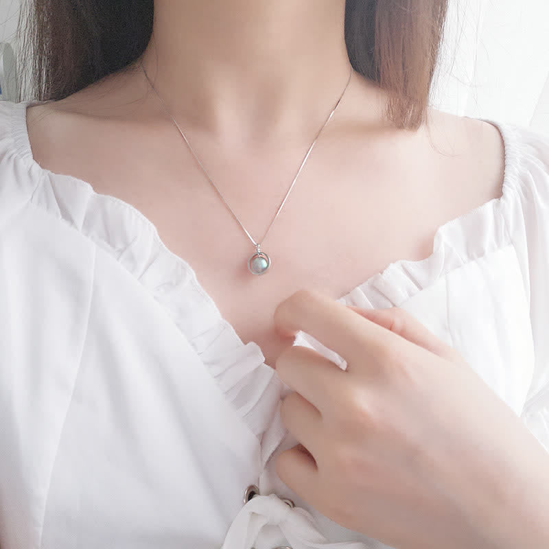 Buddha Stones 925スターリングシルバー ムーンストーン ラブプラネット 回転パターンネックレスペンダント - image 3