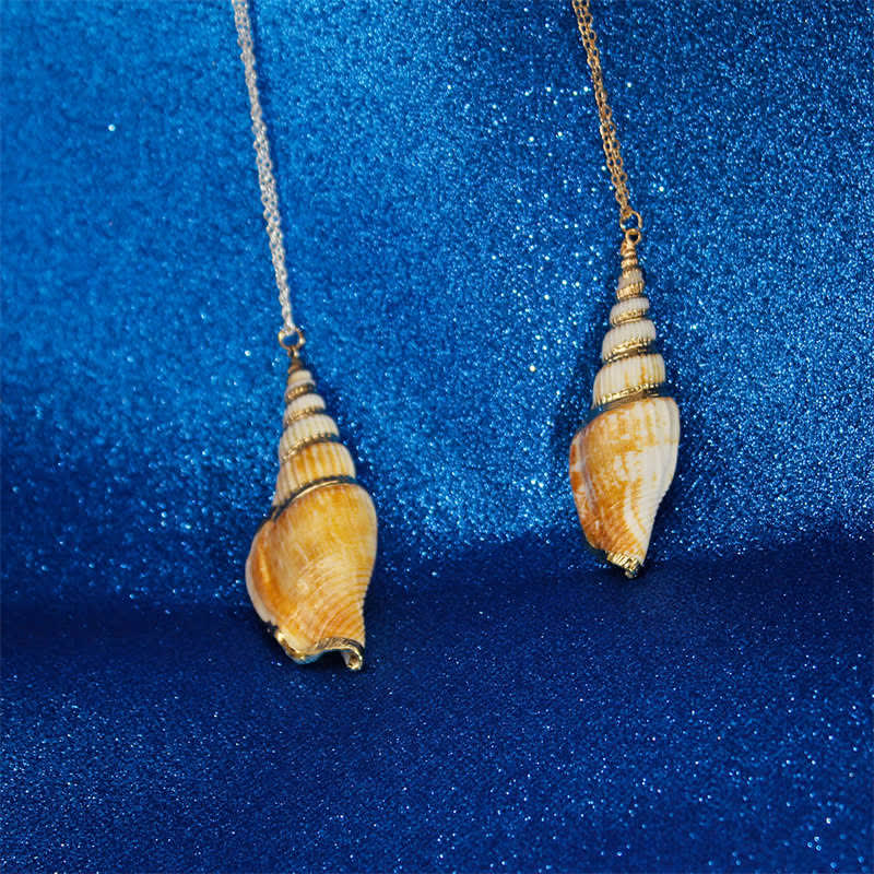 天然シャンカコンクシェル貝殻ラッキーネックレスペンダント