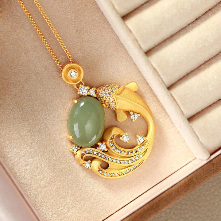 Buddha Stonesシアン翡翠 鯉 癒し 穏やか ネックレス ペンダント - image 6