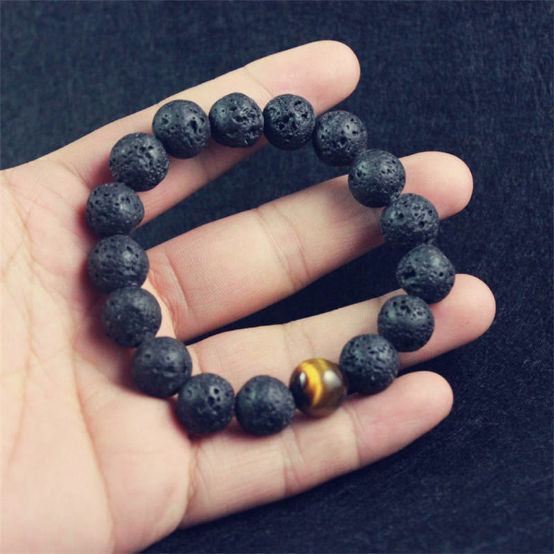 Buddha Stones溶岩石 タイガーアイ 石 平和ヒーリングブレスレット