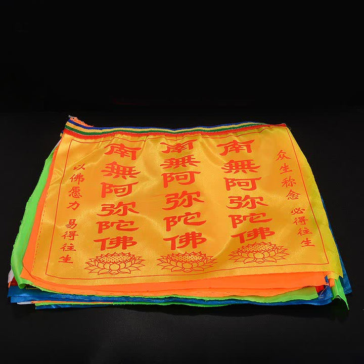 Buddha Stones チベット七色風馬文字縁起蓮屋外用祈祷旗21枚セット - image 16