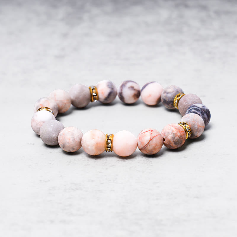 Buddha Stones不安・ストレス解消 クリスタル ゼブラ ジャスパー ビーズブレスレット