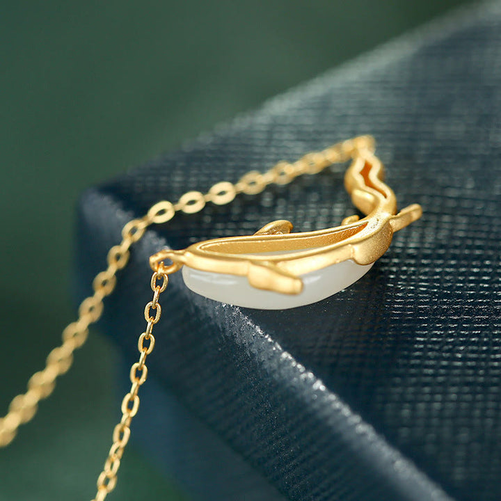 Buddha Stones925スターリングシルバー ホワイトジェイド ドルフィン 幸運のネックレスペンダント - image 9