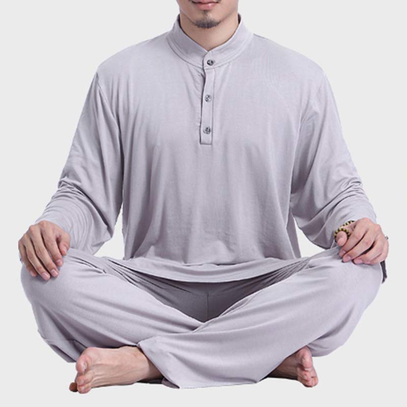 Buddha Stones瞑想 祈り スピリチュアル 禅 太極拳 練習 ヨガ ウェア メンズ セット - image 4