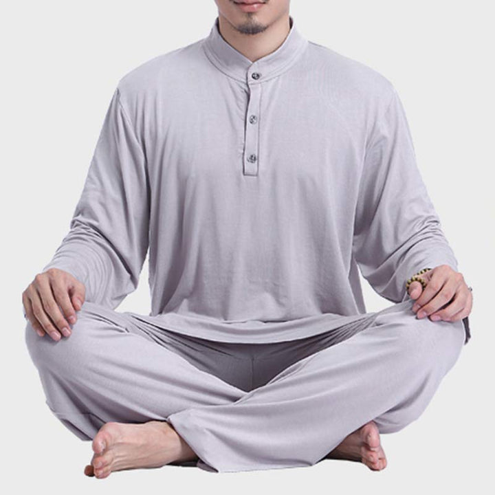 Buddha Stones瞑想 祈り スピリチュアル 禅 太極拳 練習 ヨガ ウェア メンズ セット - image 4