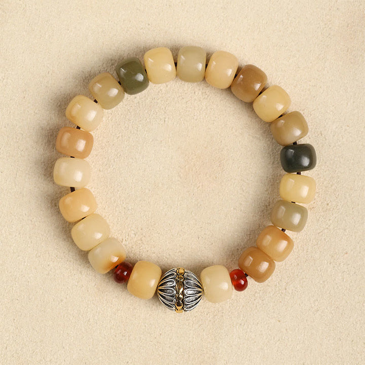 Buddha Stones天然菩提樹 屍の森の王オーム・マニ・パドメ・フム知恵のブレスレット