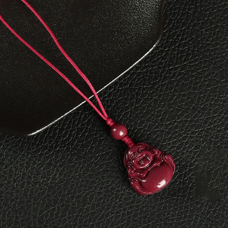 Buddha Stones笑う仏陀 辰砂 祝福ネックレス ペンダント 携帯電話吊り下げ装飾 キーチェーン - 電話用吊り下げ装飾 - 赤 - image 6