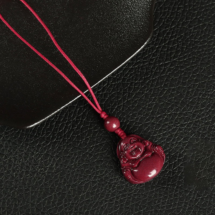Buddha Stones笑う仏陀 辰砂 祝福ネックレス ペンダント 携帯電話吊り下げ装飾 キーチェーン - 電話用吊り下げ装飾 - 赤 - image 6