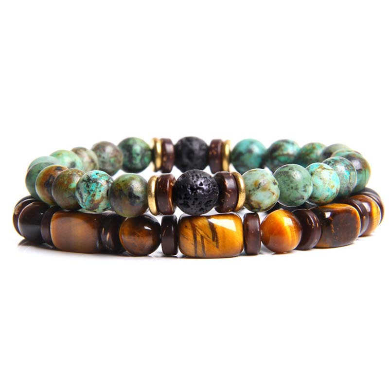 Buddha Stones2個入り ヒーリングクリスタル エンペラーストーン タイガーアイ ビーズブレスレット