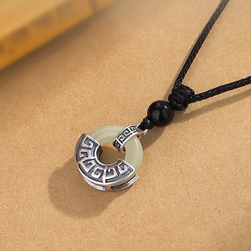 Buddha Stones925スターリングシルバー 天然和田翡翠 平和バックル 繁栄のネックレスペンダント
