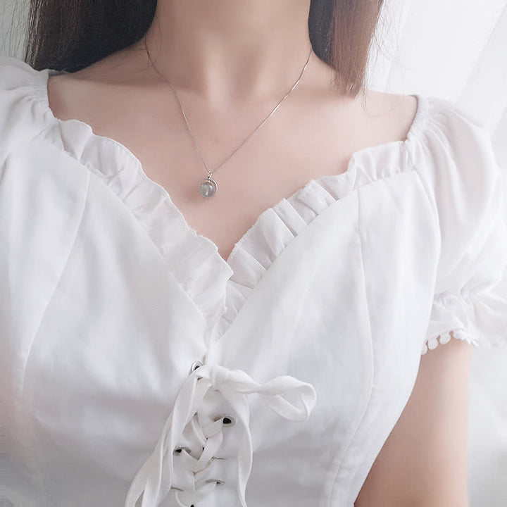 Buddha Stones 925スターリングシルバー ムーンストーン ラブプラネット 回転パターンネックレスペンダント - image 5
